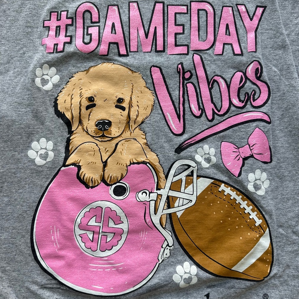 Gray and Pink Golden Retriever Game Day Long Sleeve Top Simply Southern